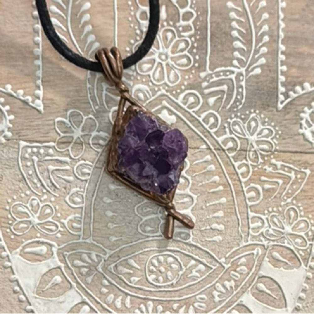 Copper Plated Amethyst Pendant